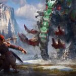 aloy enfrentándose a un mamut mecánico